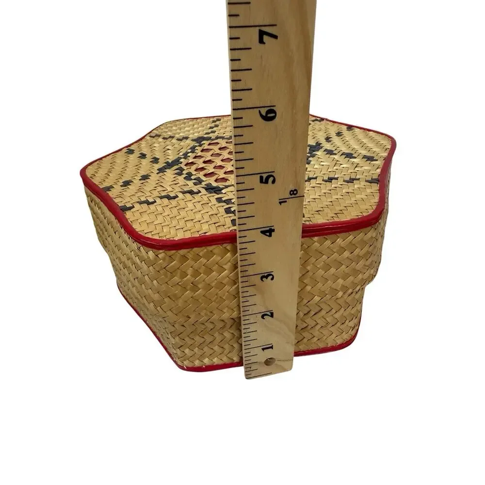 3 Piece Vintage Nesting Baskets With Lids Woven Sewing Storage Sweetgrass